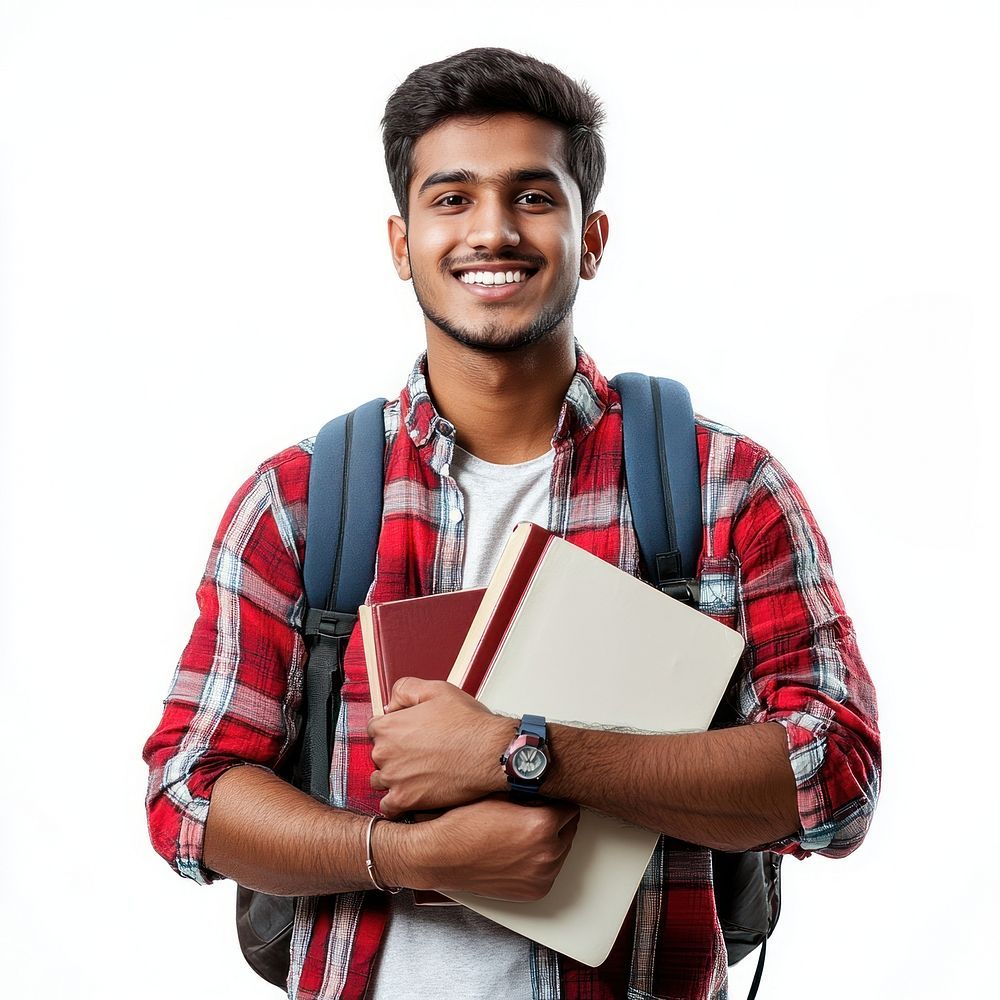 young indian man student happy backpack. young indian man student happy backpack.